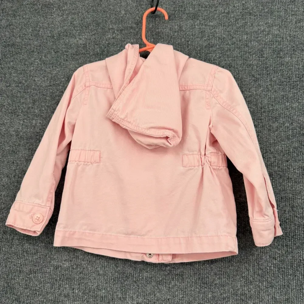 Osh Kosh Girls Cotton Anorak Jacket Size 2T Pink Lightweight Unlined Hooded